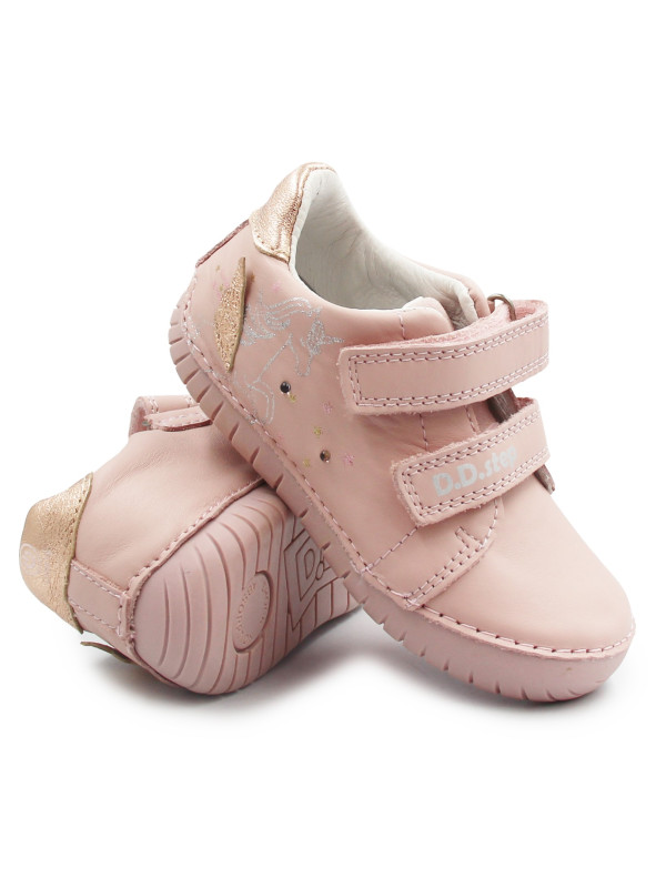 Różowe Buty na Jesień Dla Dziewczynki Świecące LED z Jednorożcem DD STEP S050-61970AM Baby Pink
