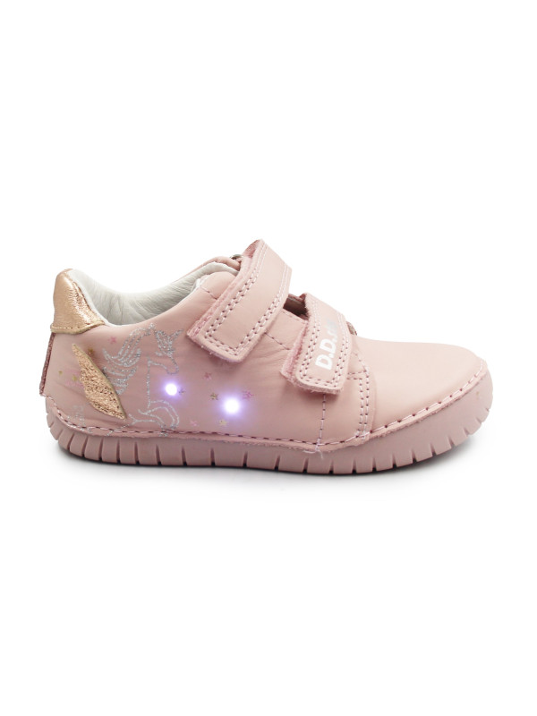 Różowe Buty na Jesień Dla Dziewczynki Świecące LED z Jednorożcem DD STEP S050-61970AM Baby Pink