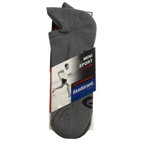 Męskie Skarpety Stopki Do Biegania Mini Sport Deodorant Szare 44-46