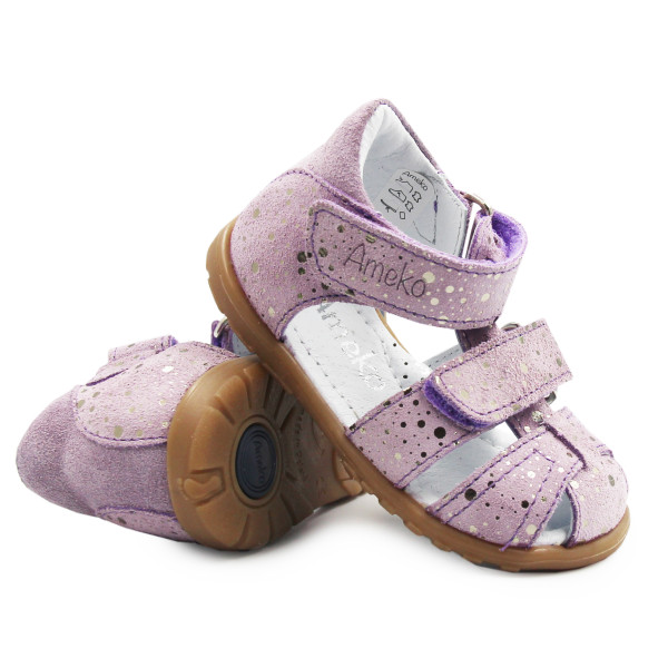 Sandałki Dla Dziewczynki Połsandały Zabudowana Pięta Ameko Lilac Fleck