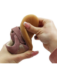 Buty Na Jesień Dla Dziewczynki z Serduszkiem Barefoot Ameko Dash-Hearts-Brownrose