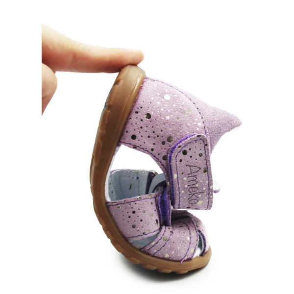 Sandałki Dla Dziewczynki Połsandały Zabudowana Pięta Ameko Lilac Fleck