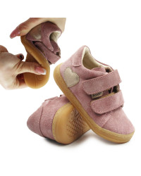 Buty Na Jesień Dla Dziewczynki z Serduszkiem Barefoot Ameko Dash-Hearts-Brownrose