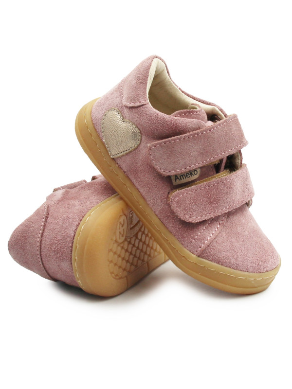 Buty Na Jesień Dla Dziewczynki z Serduszkiem Barefoot Ameko Dash-Hearts-Brownrose