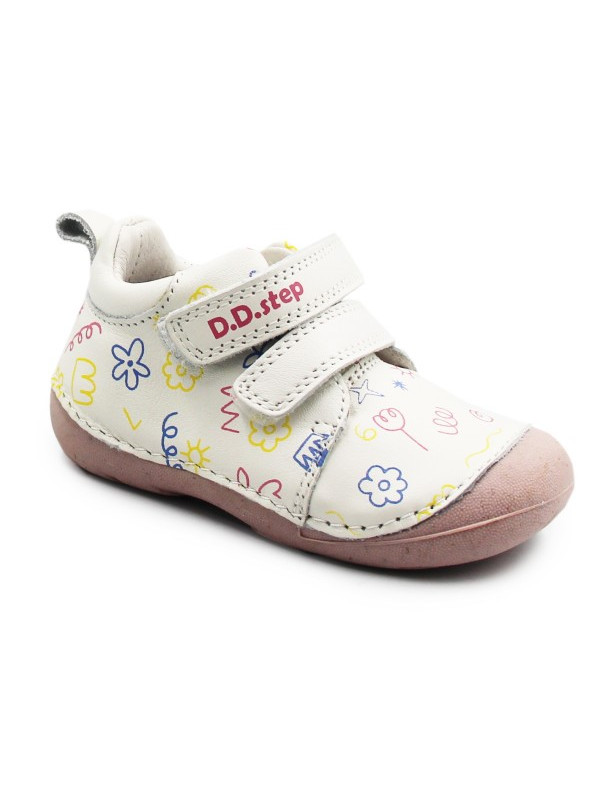 Wiosenne Buty Dla Dziewczynek Białe z Różową Podeszwą DD STEP S015-61675 White
