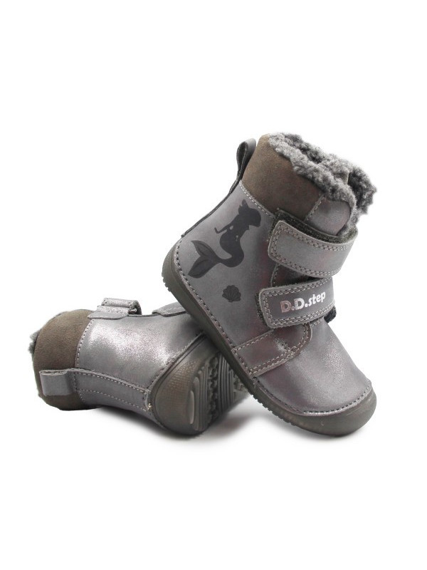 Dziewczęce Buty Na Zimę Ocieplane Świecące w Ciemności Syrenki DD STEP Dark Grey W063-52263AM