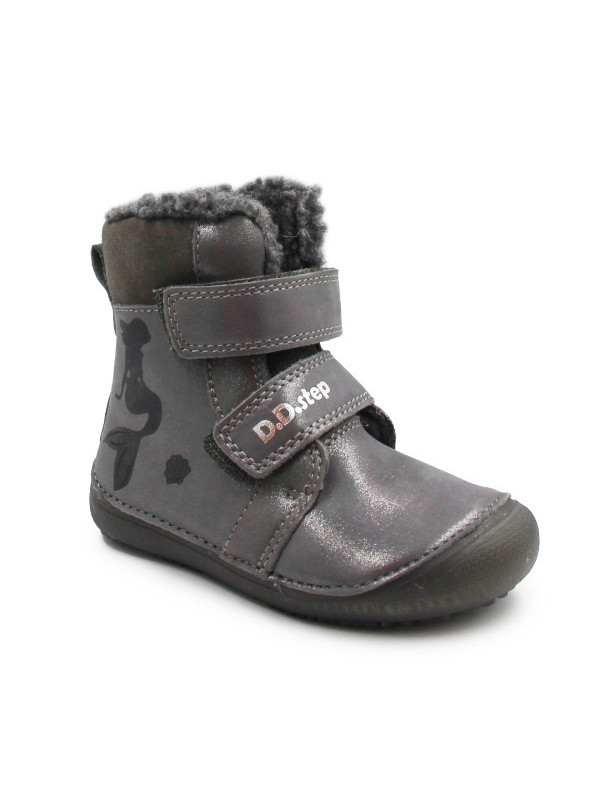 Dziewczęce Buty Na Zimę Ocieplane Świecące w Ciemności Syrenki DD STEP Dark Grey W063-52263AM