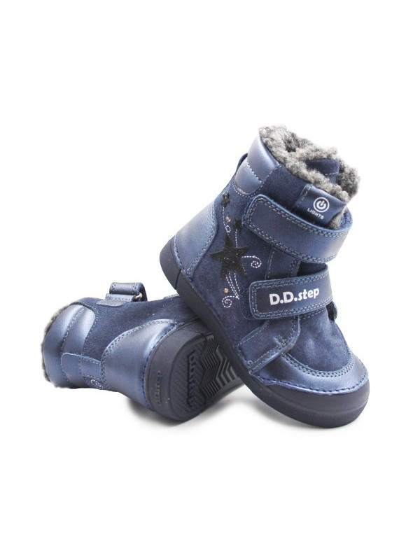 Dziecięce Buty Na Zimę Ocieplane Dla Dziewczynki LED DD STEP Royal Blue W068-52745M