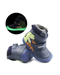 Buty Na Zimę Dla Chłopca Ocieplane Dinozaur Barefoot DD STEP W073-52943 Royal Blue