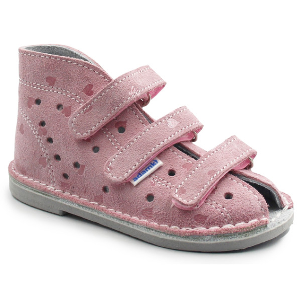 Pierwsze kapcie do przedszkola dla dziewczynek z wysokim zapiętkiem Adamki w serduszka