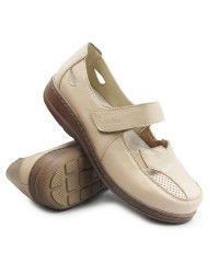 Półbuty baleriny dla kobiet seniorek na wiosnę lato Helios 379 ecru 2