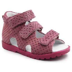 Sandałki z wysokim zapiętkiem dla dziecka do szkoły Kornecki OR 03 róż/s