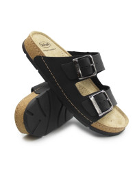 Męskie Klapki Czarne na Lato Scholl BORA ​2 BUCKLES MA​N MED MF0074​81004