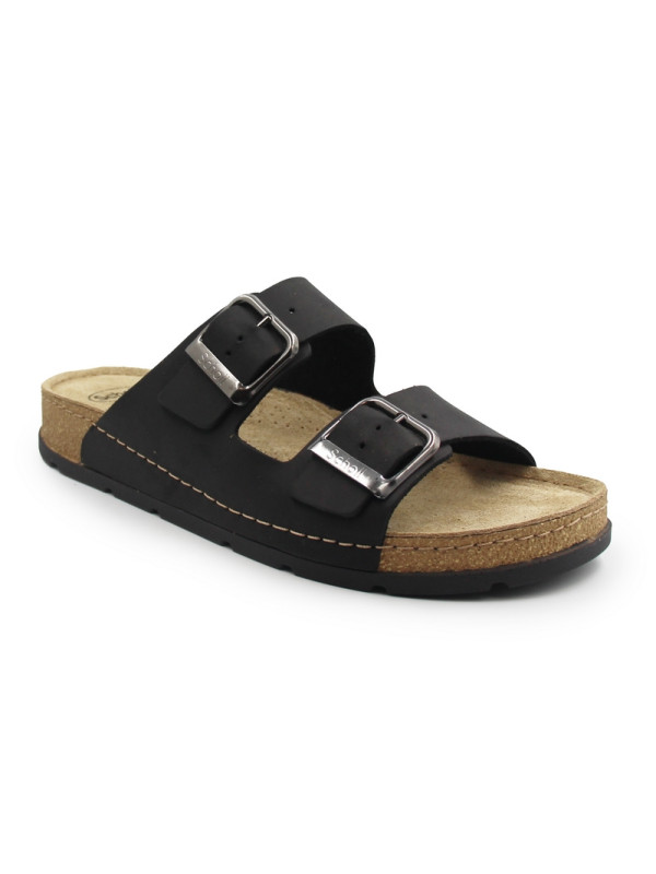 Męskie Klapki Czarne na Lato Scholl BORA ​2 BUCKLES MA​N MED MF0074​81004