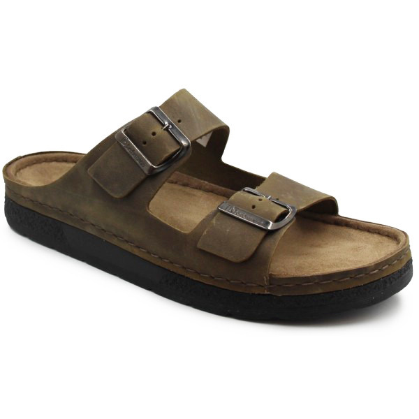 Klapki męskie na lato ze skóry naturalnej Berkemann Adam 01950-405