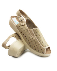 Sandały Damskie Beżowe Dla Seniora Adanex 29575