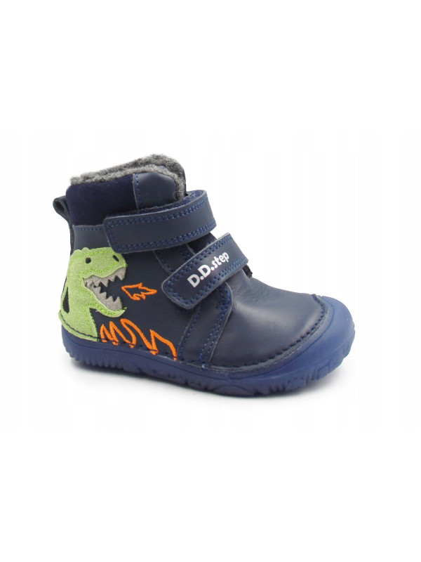 Buty Na Zimę Dla Chłopca Ocieplane Dinozaur Barefoot DD STEP W073-52943 Royal Blue