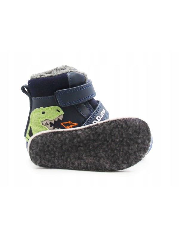 Buty Na Zimę Dla Chłopca Ocieplane Dinozaur Barefoot DD STEP W073-52943 Royal Blue
