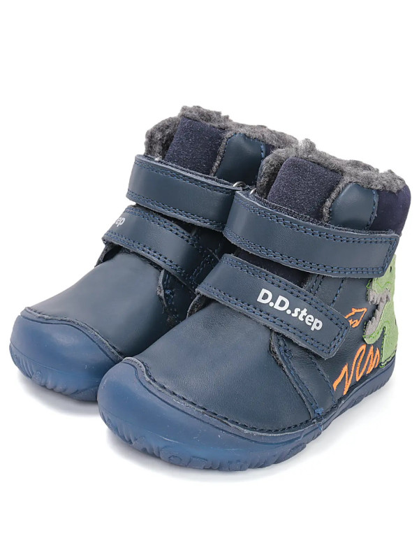 Buty Na Zimę Dla Chłopca Ocieplane Dinozaur Barefoot DD STEP W073-52943 Royal Blue