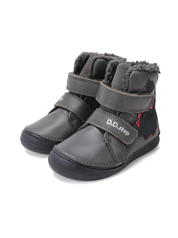 Chłopięce Buty Na Zimę z Dinozaurem D.D.STEP W078-52785M Dark Grey