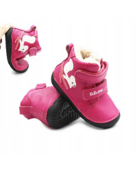 Buty Dla Dziewczynek na Zimę Ocieplane Róż Barefoot D.D.STEP W070-52214BV Dark Pink