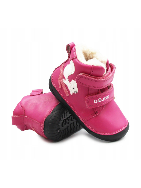 Buty Dla Dziewczynek na Zimę Ocieplane Róż Barefoot D.D.STEP W070-52214BV Dark Pink