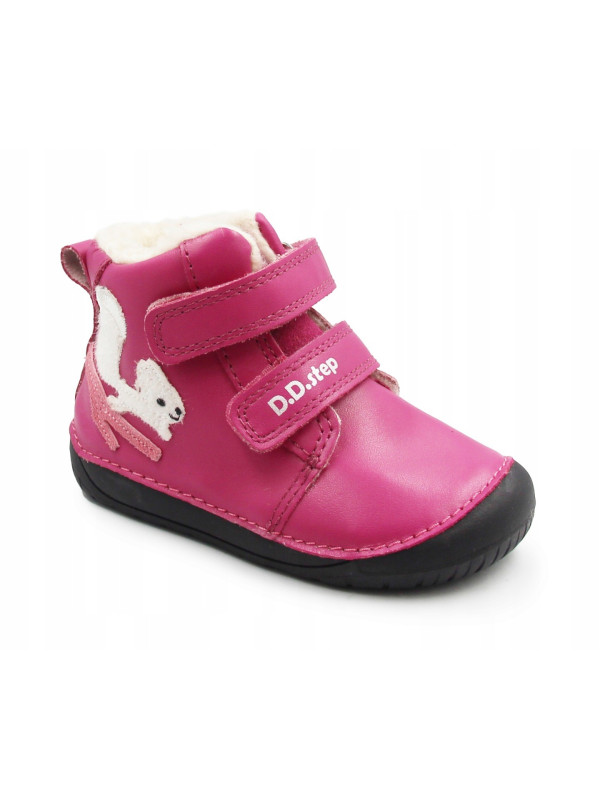 Buty Dla Dziewczynek na Zimę Ocieplane Róż Barefoot D.D.STEP W070-52214BV Dark Pink