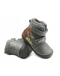 Chłopięce Buty Zimowe Barefoot z Dinozaurem Świecące w Ciemności D.D.STEP W073-52943AT Emerald