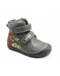 Chłopięce Buty Zimowe Barefoot z Dinozaurem Świecące w Ciemności D.D.STEP W073-52943AT Emerald