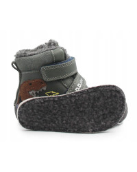 Chłopięce Buty Zimowe Barefoot z Dinozaurem Świecące w Ciemności D.D.STEP W073-52943AT Emerald