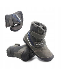 Buty Chłopięce Ocieplane Na Zimę z Krokodylem Barefoot D.D.STEP W063-52415AM Dark Grey
