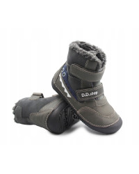 Buty Chłopięce Ocieplane Na Zimę z Krokodylem Barefoot D.D.STEP W063-52415AM Dark Grey