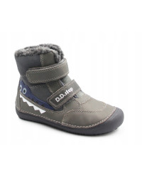Buty Chłopięce Ocieplane Na Zimę z Krokodylem Barefoot D.D.STEP W063-52415AM Dark Grey