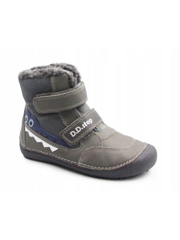 Buty Chłopięce Ocieplane Na Zimę z Krokodylem Barefoot D.D.STEP W063-52415AM Dark Grey