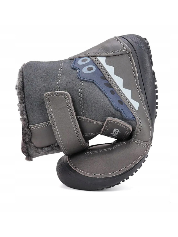 Buty Chłopięce Ocieplane Na Zimę z Krokodylem Barefoot D.D.STEP W063-52415AM Dark Grey