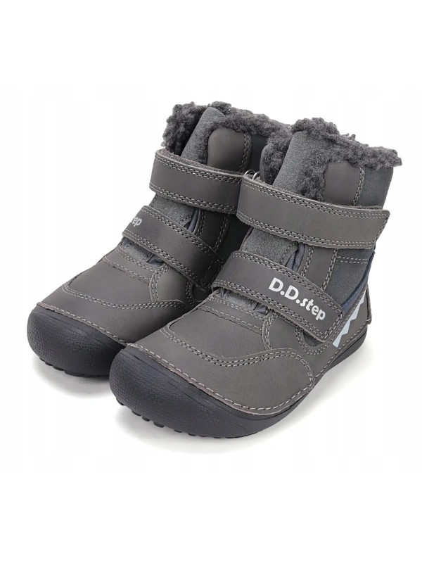 Buty Chłopięce Ocieplane Na Zimę z Krokodylem Barefoot D.D.STEP W063-52415AM Dark Grey