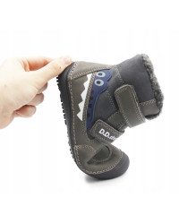 Buty Chłopięce Ocieplane Na Zimę z Krokodylem Barefoot D.D.STEP W063-52415AM Dark Grey
