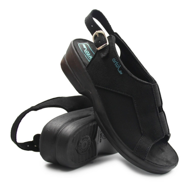 Czarne Sandały Damskie Lekkie Dla Seniora Adanex 26191