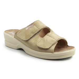 Klapki Dla Kobiet Dla Seniorki Beżowe Adanex 26184