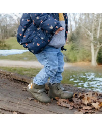 Chłopięce Buty Zimowe z Liskiem Barefoot D.D.STEP W070-52301BV Khaki