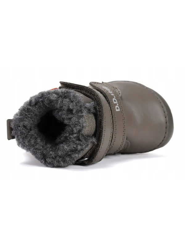 Chłopięce Buty Zimowe z Liskiem Barefoot D.D.STEP W070-52301BV Khaki