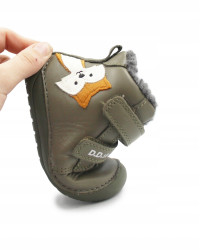 Chłopięce Buty Zimowe z Liskiem Barefoot D.D.STEP W070-52301BV Khaki