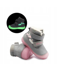 Dziecięce Buty Zimowe Dla Dziewczynek Świecące w Ciemności Szary Róż D.D.STEP W082-52314B Grey