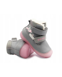 Dziecięce Buty Zimowe Dla Dziewczynek Świecące w Ciemności Szary Róż D.D.STEP W082-52314B Grey
