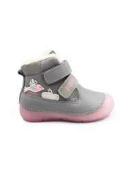 Dziecięce Buty Zimowe Dla Dziewczynek Świecące w Ciemności Szary Róż D.D.STEP W082-52314B Grey