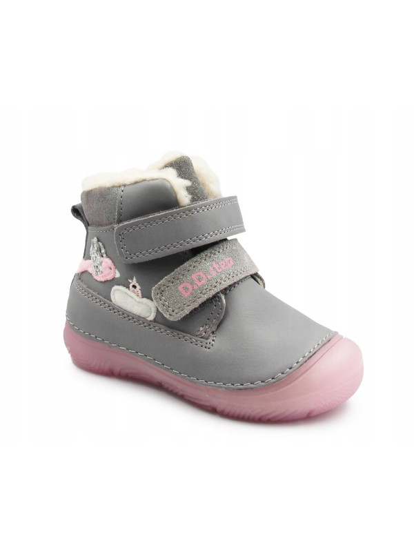 Dziecięce Buty Zimowe Dla Dziewczynek Świecące w Ciemności Szary Róż D.D.STEP W082-52314B Grey