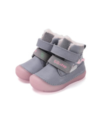 Dziecięce Buty Zimowe Dla Dziewczynek Świecące w Ciemności Szary Róż D.D.STEP W082-52314B Grey