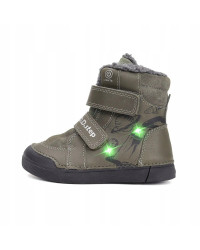 Chłopięce Buty Zimowe Świecące LED DD STEP W068-52998L Khaki