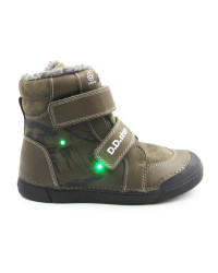 Chłopięce Buty Zimowe Świecące LED DD STEP W068-52998L Khaki