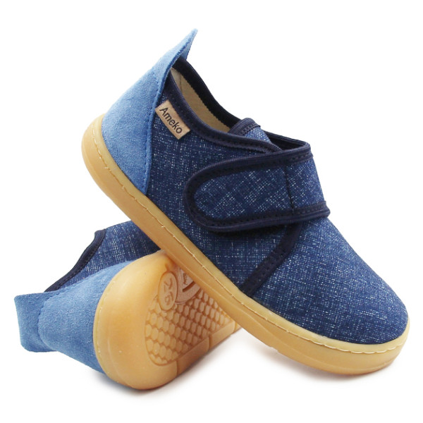 Kapcie Szkolne i Do Przedszkola Dla Chłopca Elastyczne Barefoot Ameko Jeans